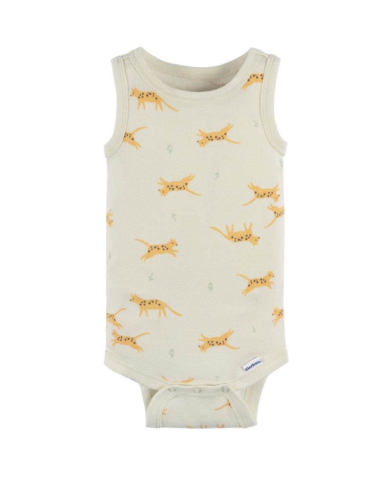 Baby Neutral Ivory Safari Sleeveless 4-Pack Onesies Bodysuits