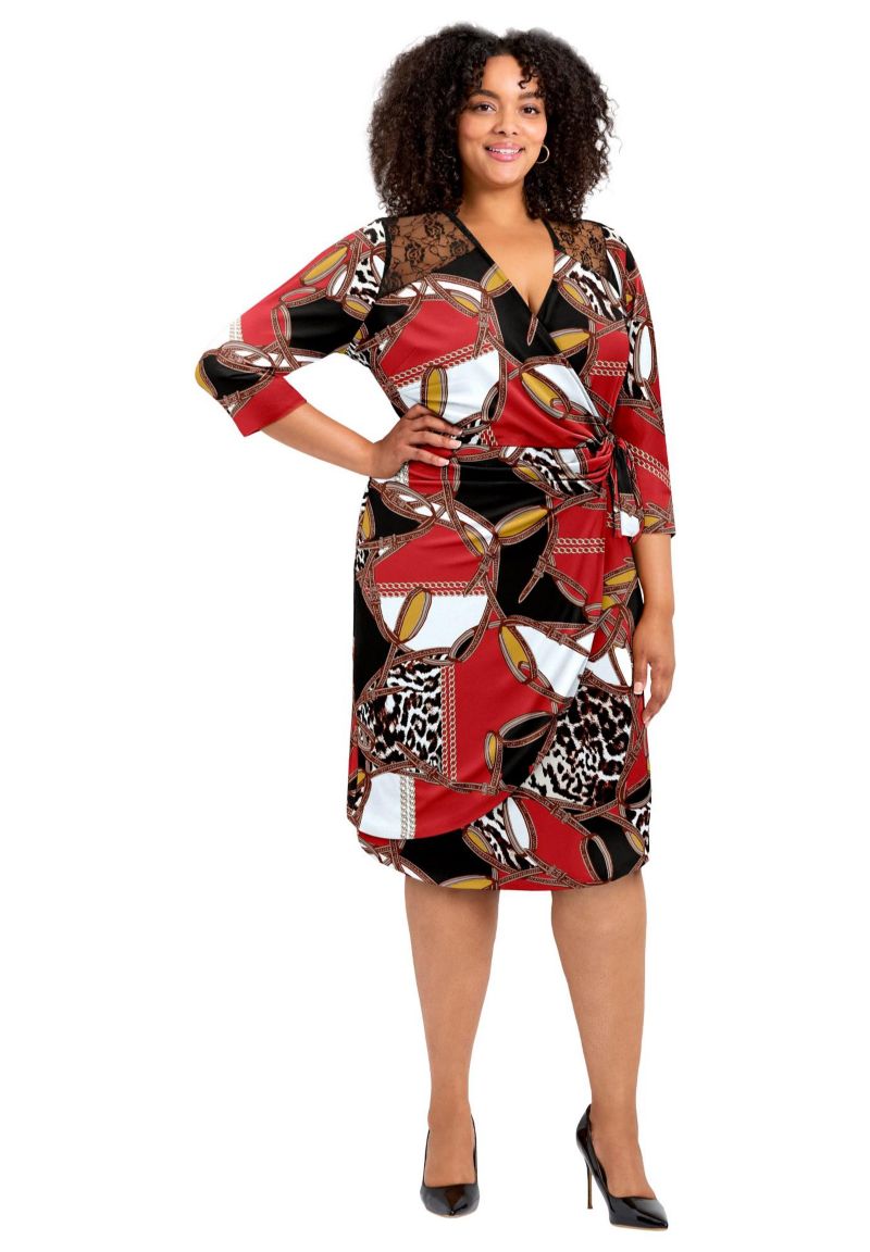 Women's Plus Size Deanna Wrap Lace Dress