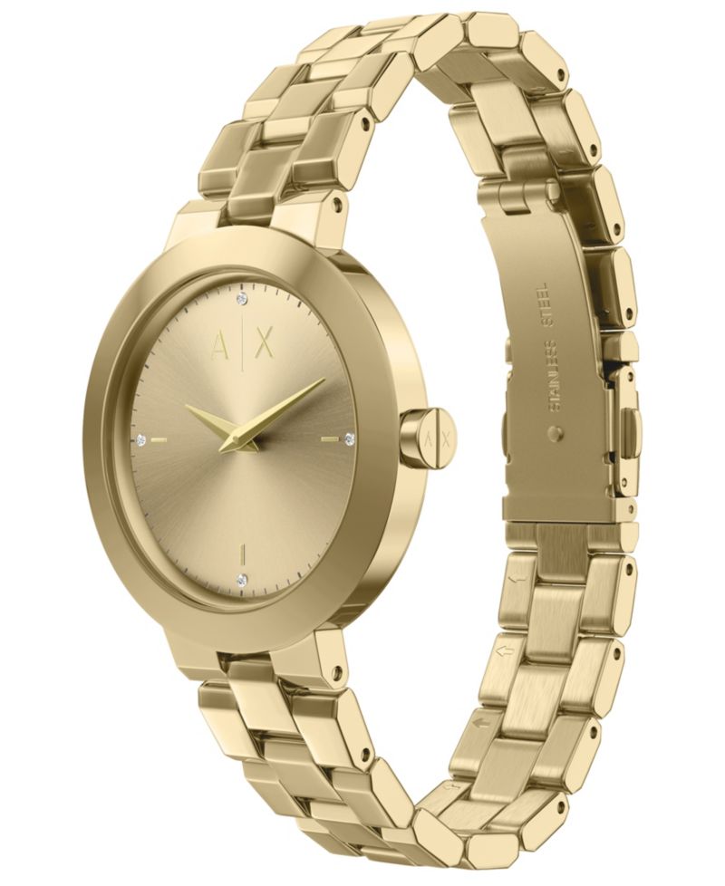 Armani Exchange Women's Quartz Two-Hand Gold Stainless Steel Watch, 36mm