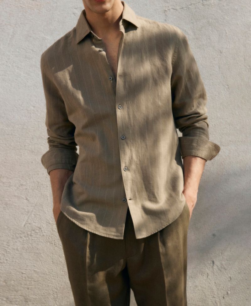 Men's Linen Pinstripe Shirt