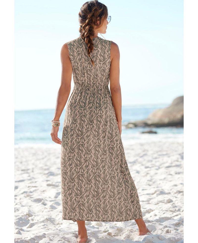 Women's Printed Wrap V-Neck Rayon Maxi Dress