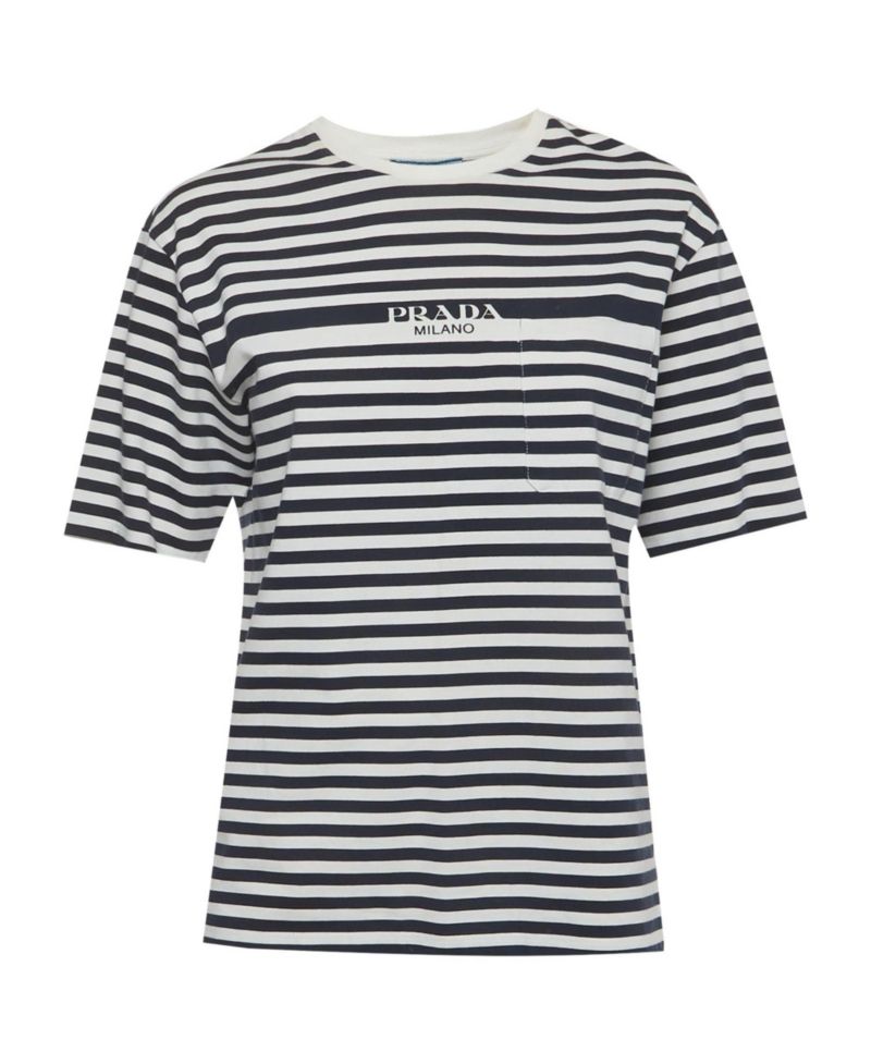 Women's Striped Logo Cotton Knit T-Shirt