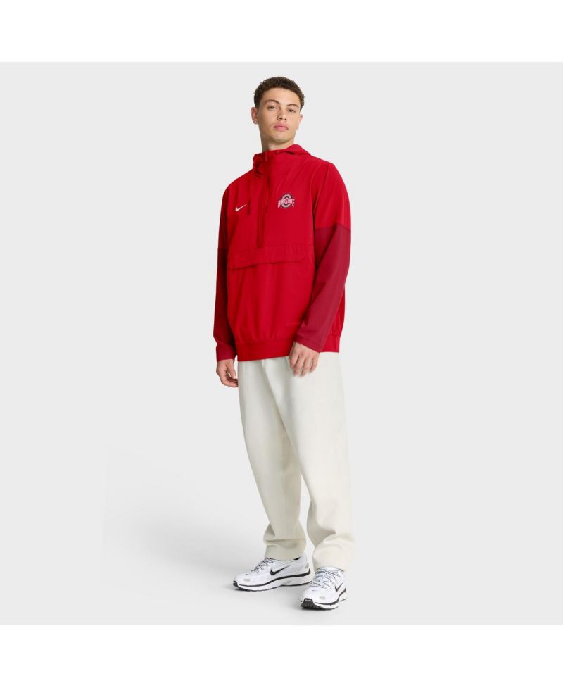 Men's Scarlet Ohio State Buckeyes Anorak Half-Zip Hoodie Jacket