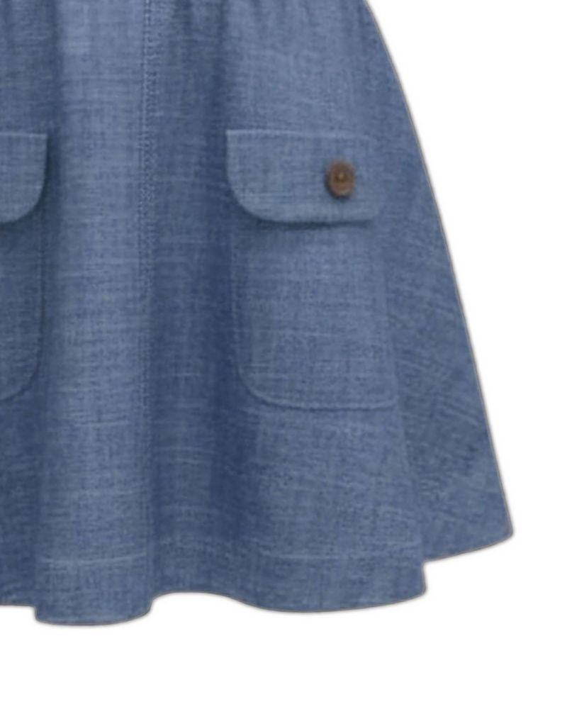 Little and Big Girl's (6-12) Organic V-Neck Chambray Jumper