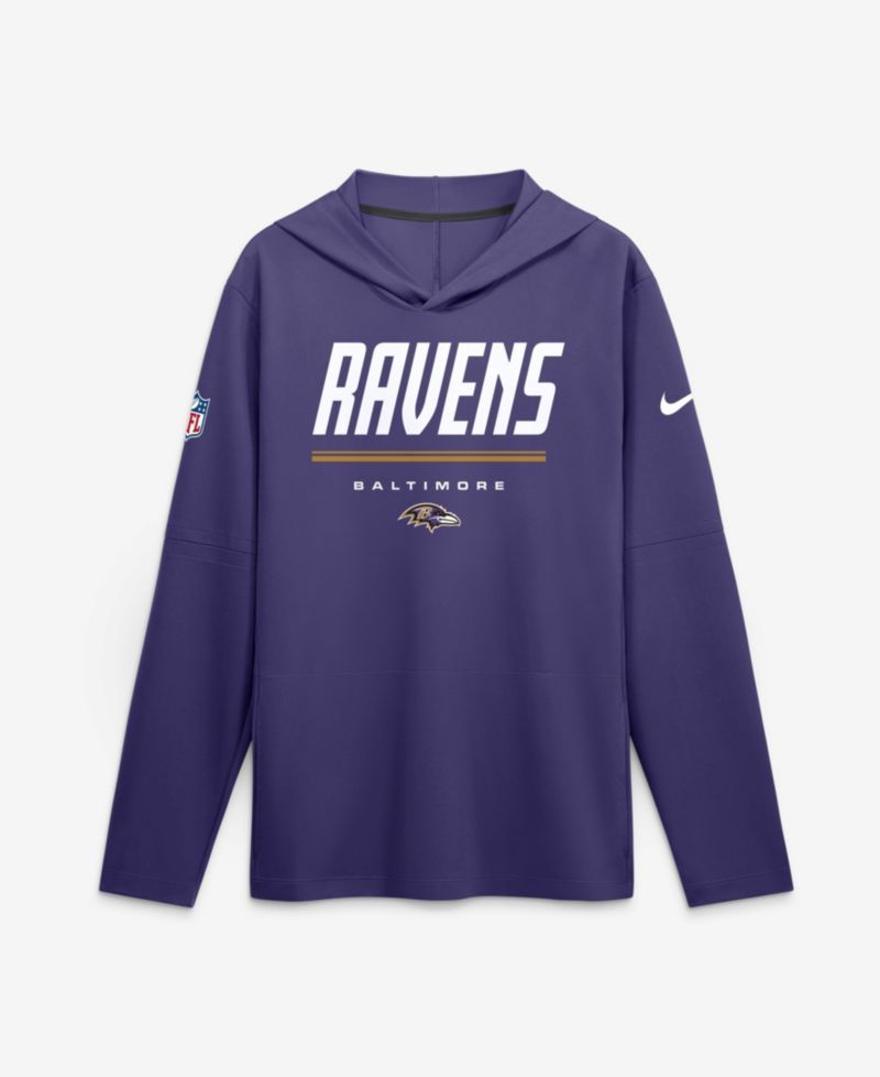 Men's Purple Baltimore Ravens Sideline Game On Lightweight Long Sleeve Hooded Dri-FIT Top