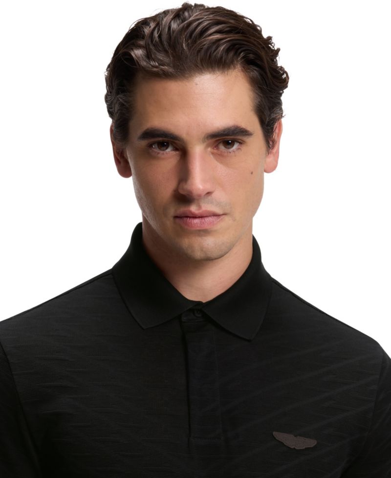 x Aston Martin Men'sCotton Mercerized Cotton Jacquard Regular-Fit Polo Shirt