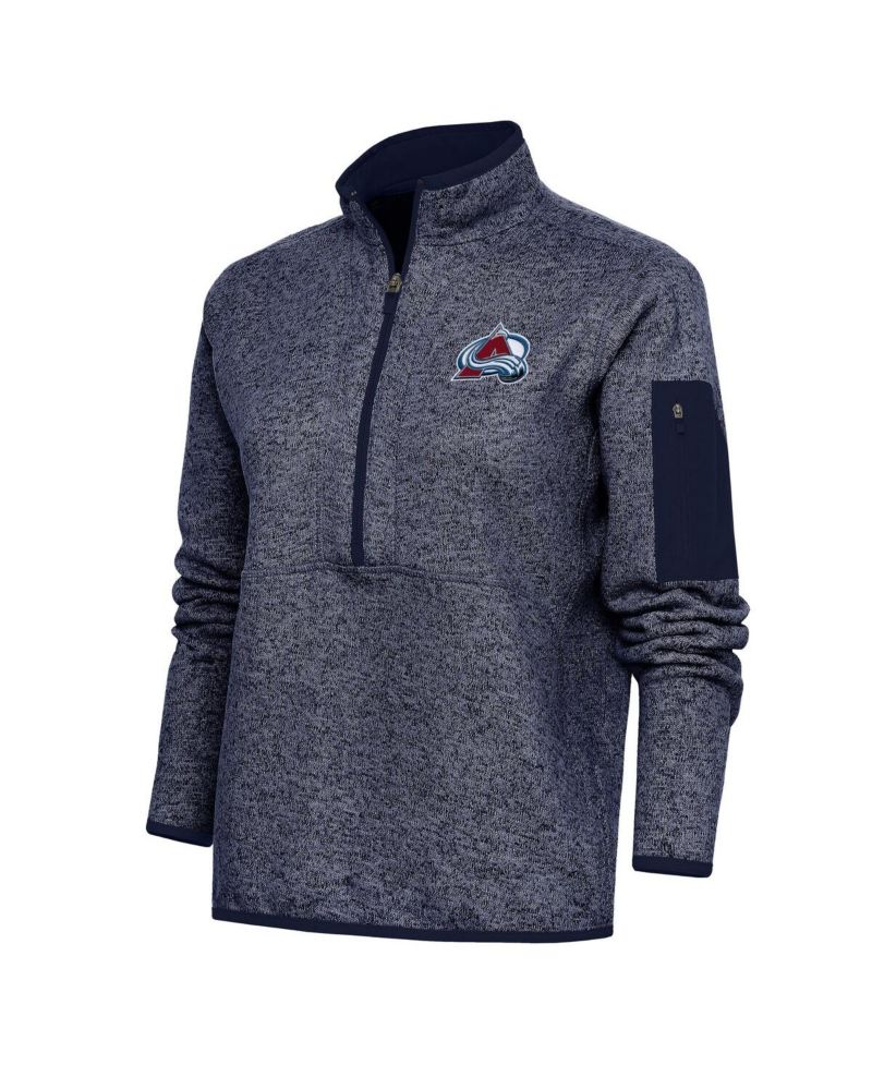 Women's Heather Navy Colorado Avalanche Team Logo Fortune Quarter-Zip Jacket