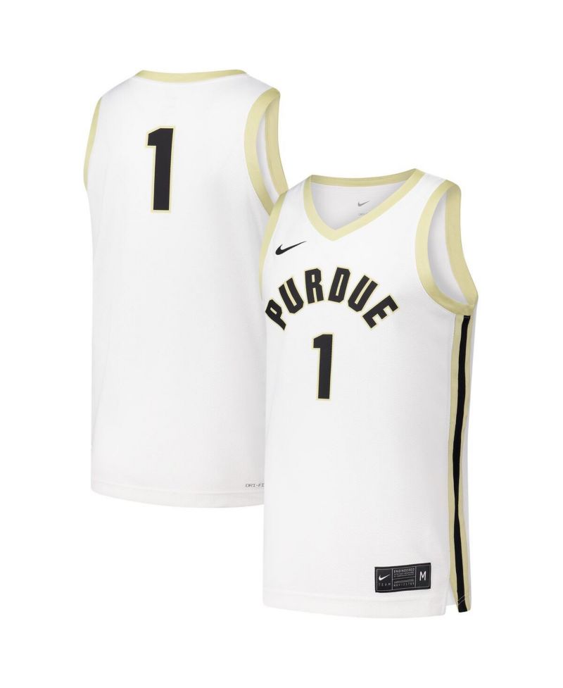 Men's 1 White Purdue Boilermakers Replica Basketball Jersey