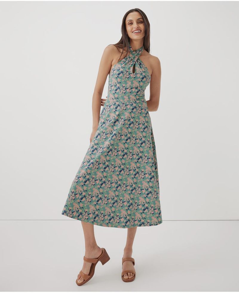 Women's Organic Cotton Fit & Flare Modern Halter Dress