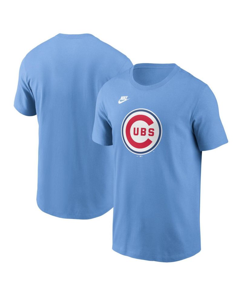 Men's Light Blue Chicago Cubs Cooperstown Collection Team Logo T-Shirt