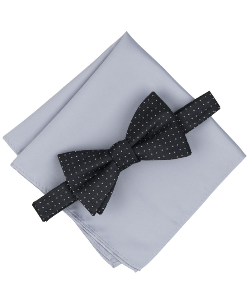 Men's Inari Dot Bow Tie & Solid Pocket Square, 2-Piece Set