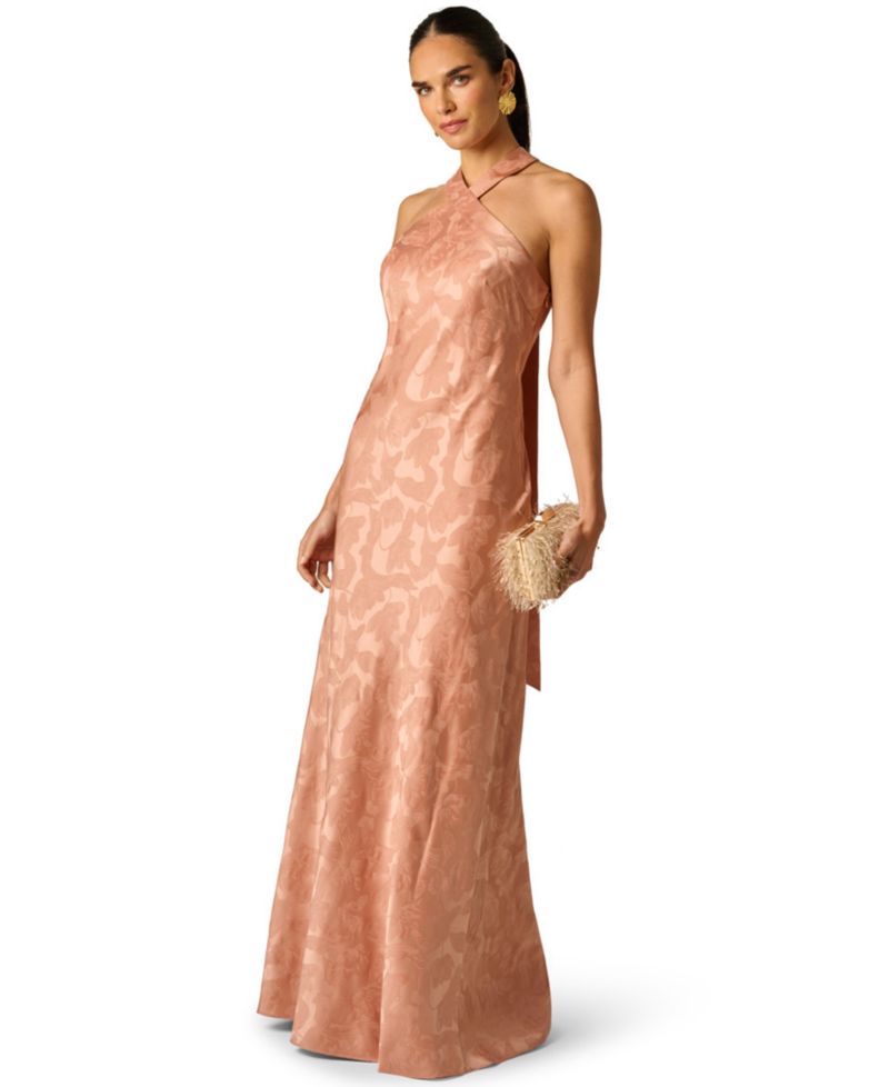 Women's Halter Neck Tail Woven Ball Gown