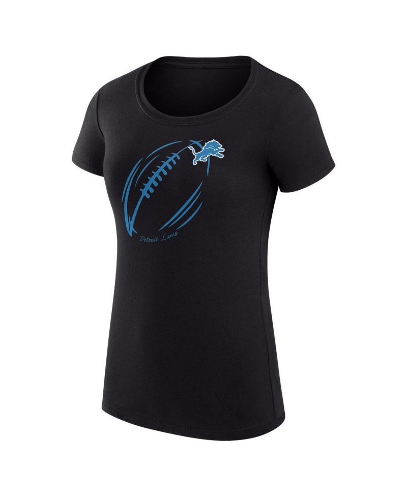 Women's Black Detroit Lions Super-Slim Fit Lightweight Subtle Football T-Shirt