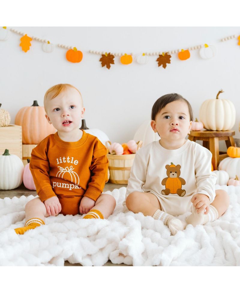 Baby Boys Pumpkin Long Sleeve Romper