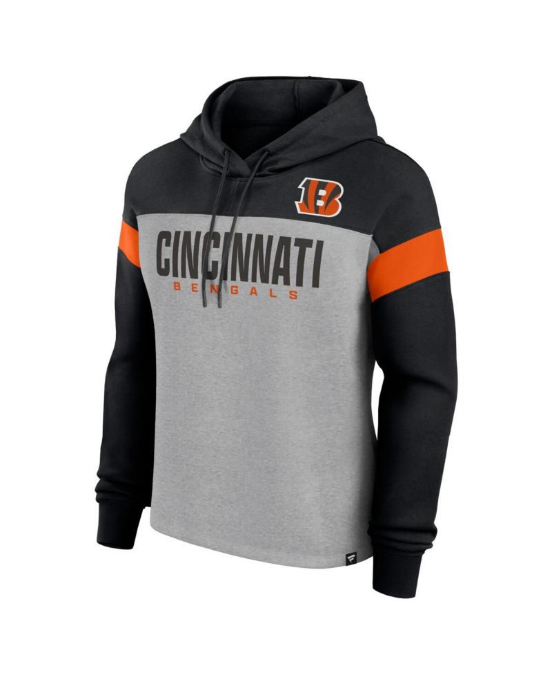 Women's Heather Gray/Black Cincinnati Bengals Bold Play Call Pullover Hoodie