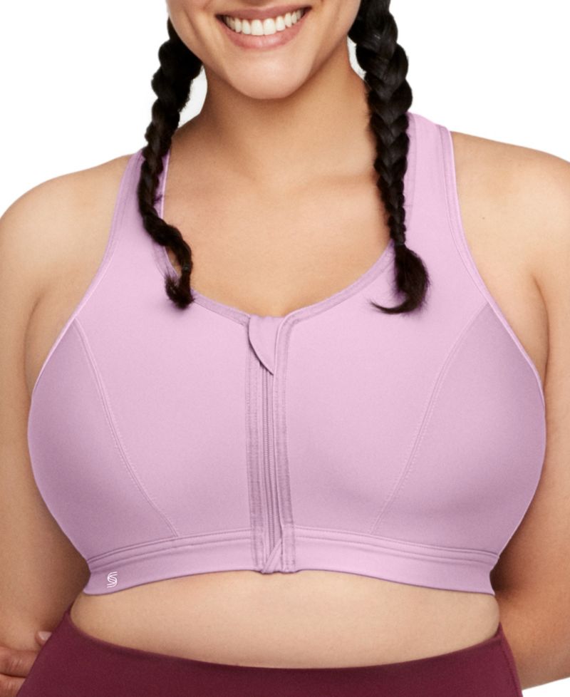 Plus Size Full Figure Zip Up Front Closure Sports Wirefree Bra 9266