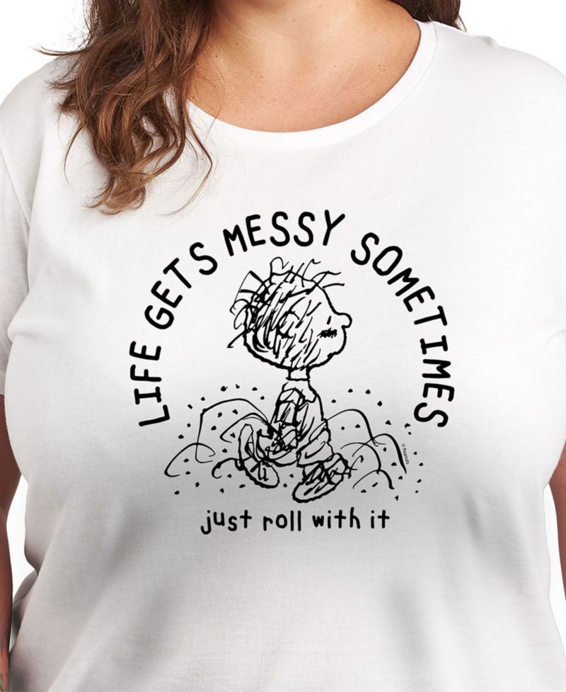 Plus Size Peanuts Linus Life Gets Messy Graphic T-Shirt