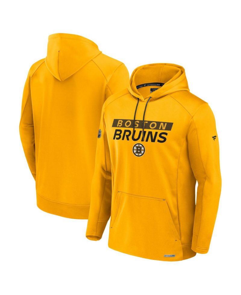Men's Gold Boston Bruins Authentic Pro Rink Fleece Pullover Hoodie