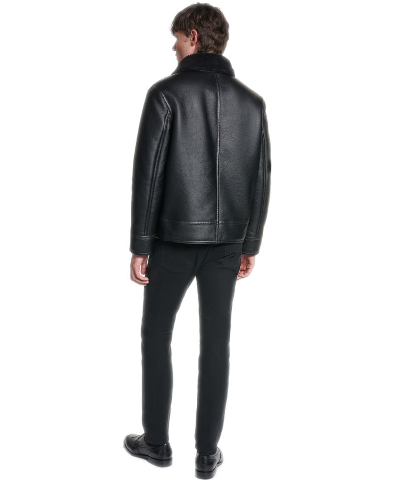 Men's Sherpa-Lined Lightweight Faux Leather Jacket