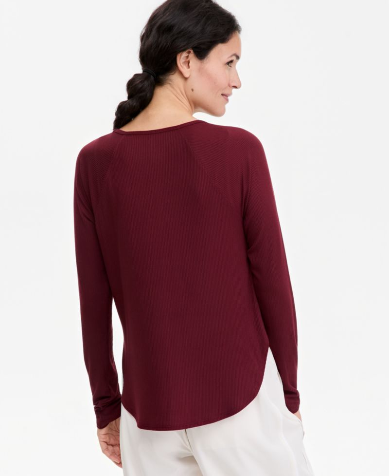 Women's Ribbed Crewneck Long-Sleeve T-Shirt