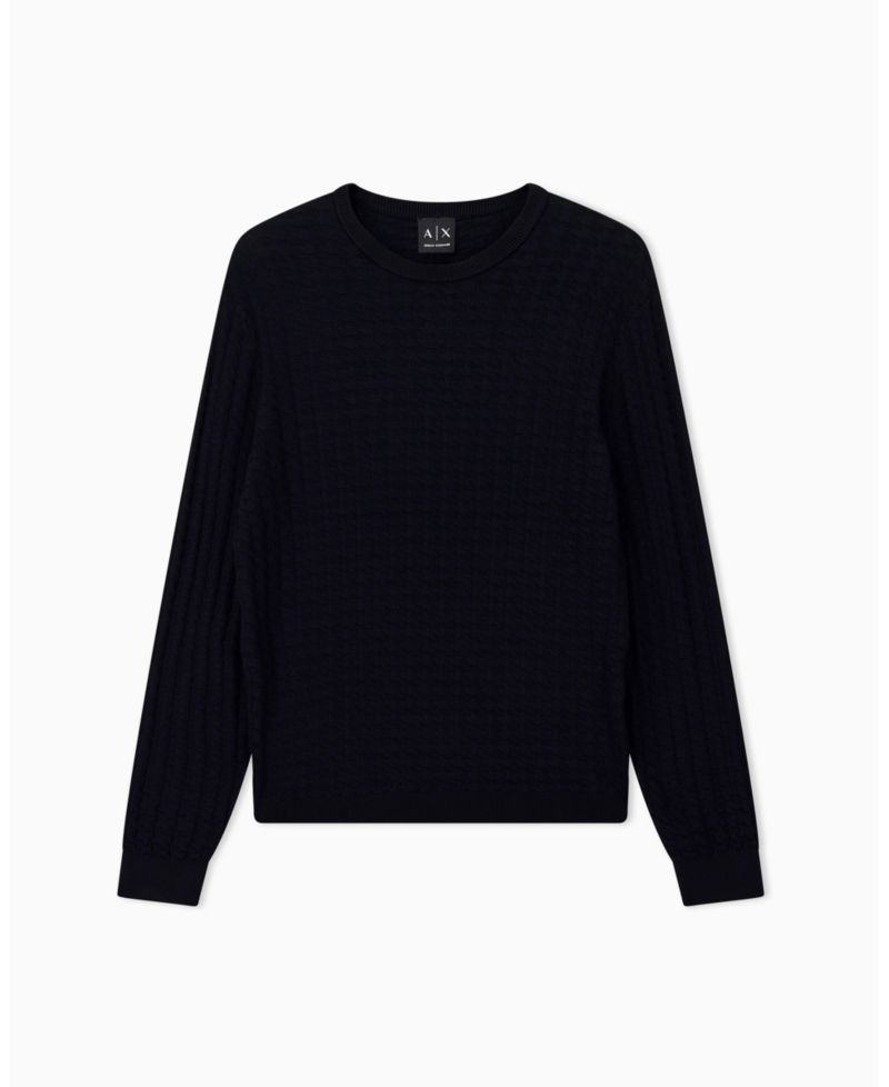 Men's Geometric Ribbed Viscose Crewneck Sweater