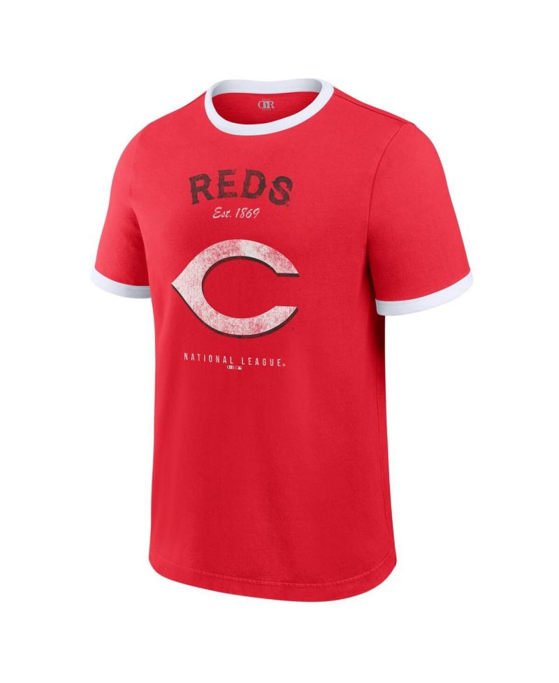 Men's Red Cincinnati Reds Washed Ringer T-Shirt