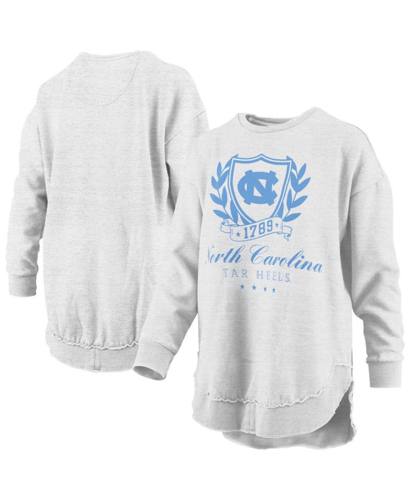 Women's Heather Gray North Carolina Tar Heels Field Day M&eacute;lange Poncho Pullover Sweatshirt