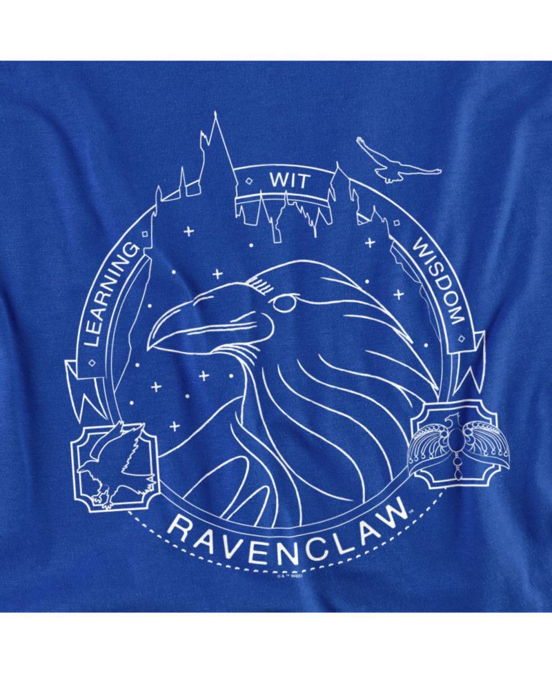 Men's Ravenclaw Line Art Badge Graphic Long-Sleeve Crewneck Sweatshirt