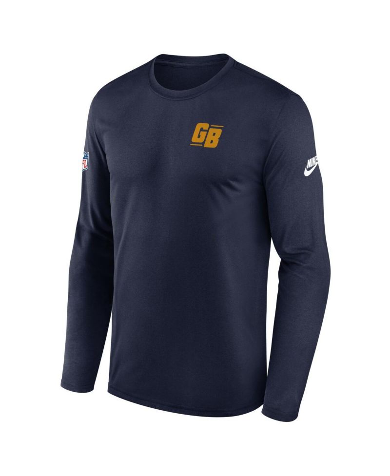 Men's Navy Green Bay Packers The 1923 Classic Sideline Logo Dri-FIT Long Sleeve Legend T-Shirt