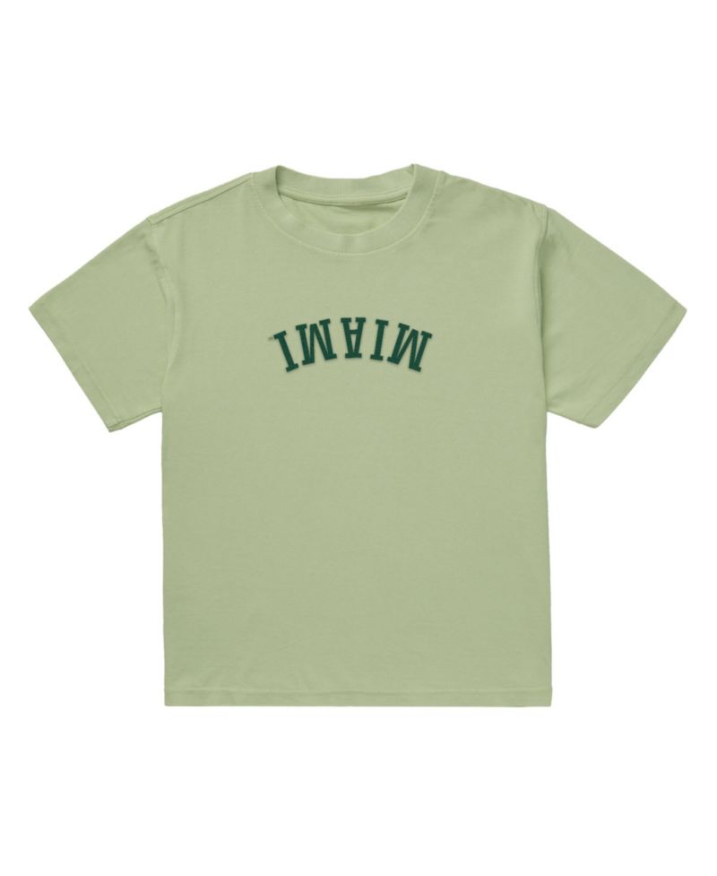 Men's Green Miami Hurricanes Upside Down Embroidered Vintage Heavyweight T-Shirt