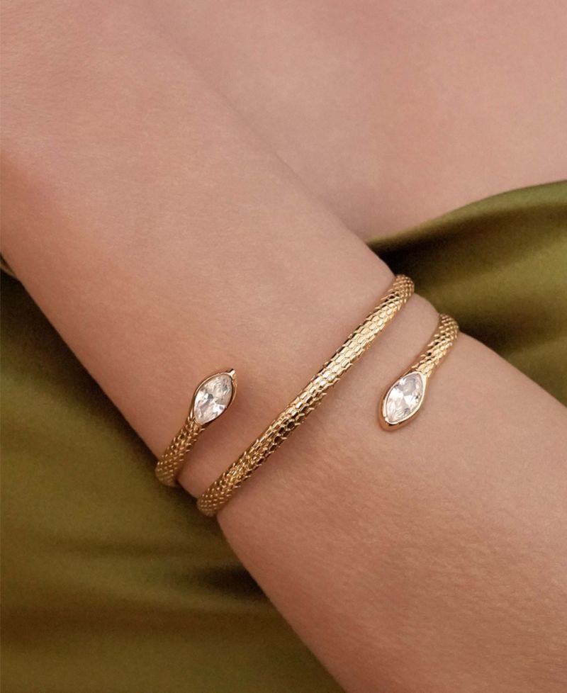 Marquise Cubic Zirconia Coiled Bangle Bracelet