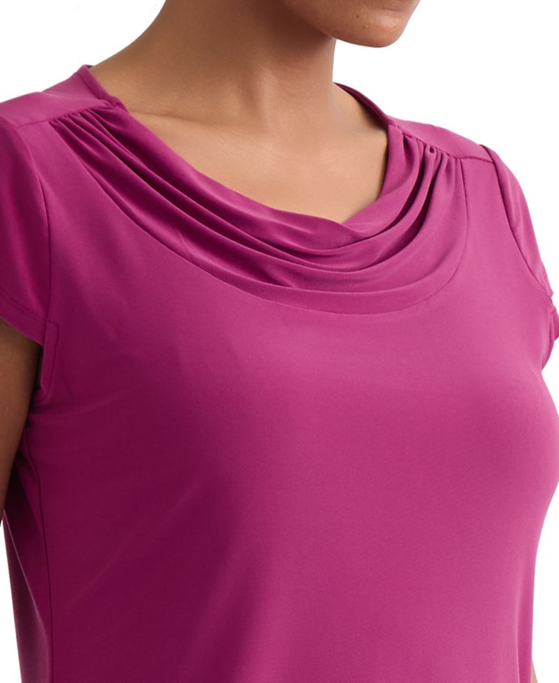 Women's Cowl-Neck Cap-Sleeve Blouse