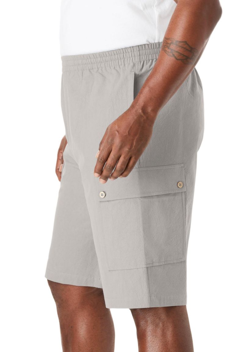 Men's Full Elastic Waist Gauze Cargo Shorts