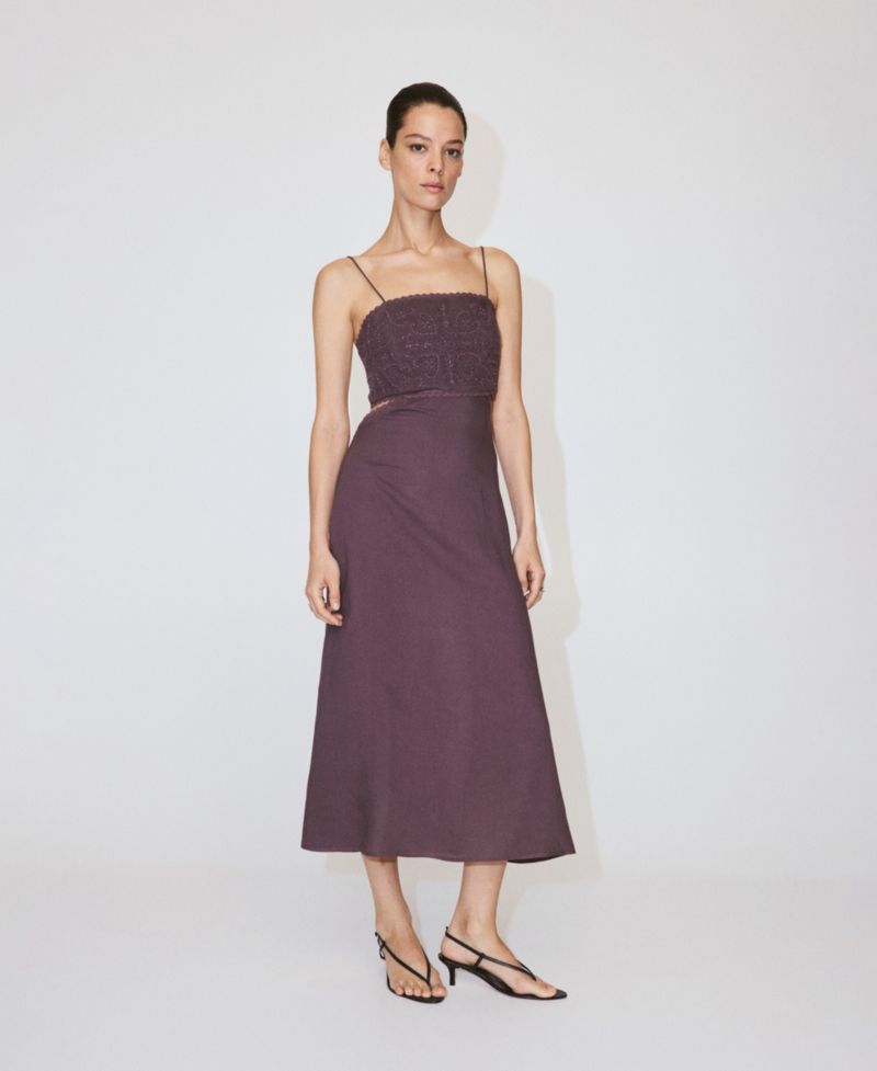Women's Cutout Embroidered Beaded Dress