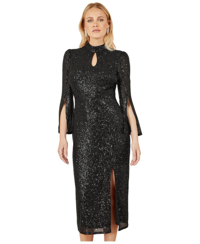 Women's Sequin Fitted Midi Dress