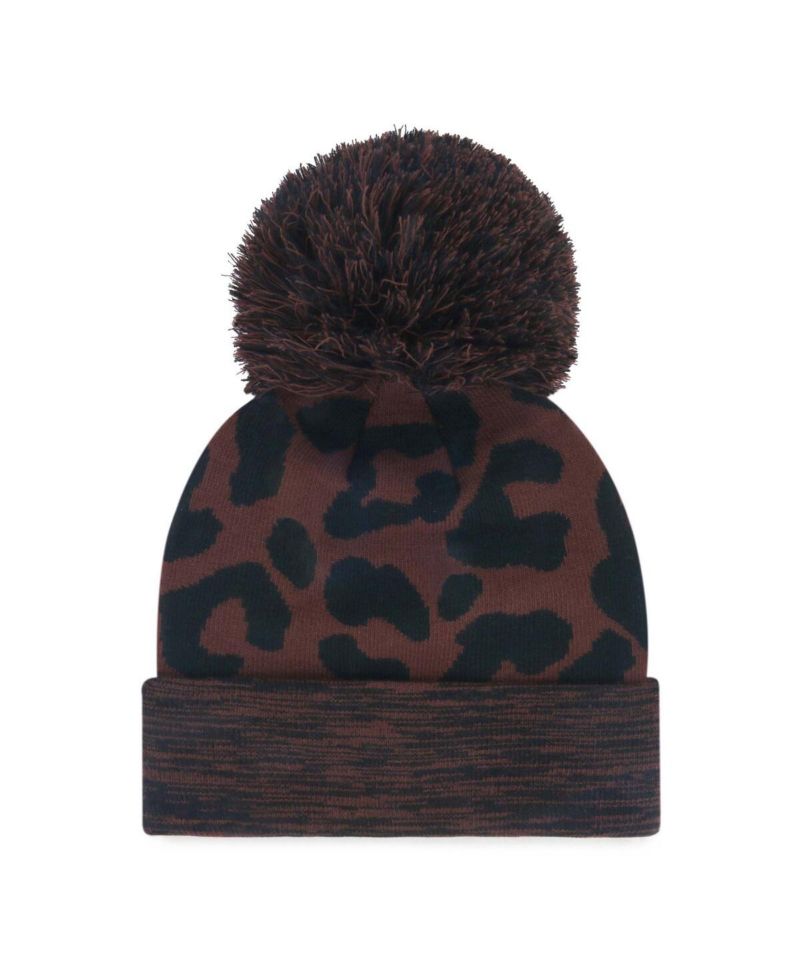 Women's Brown Texas Rangers Rosette Cuffed Knit Hat with Pom