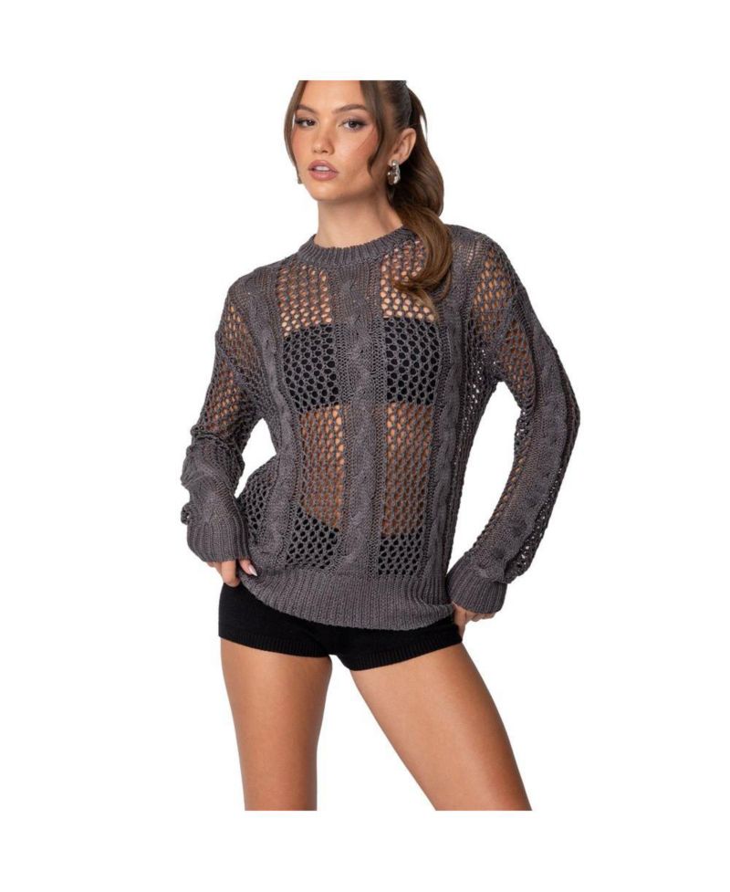 Women's Cable Open Knit Sweater