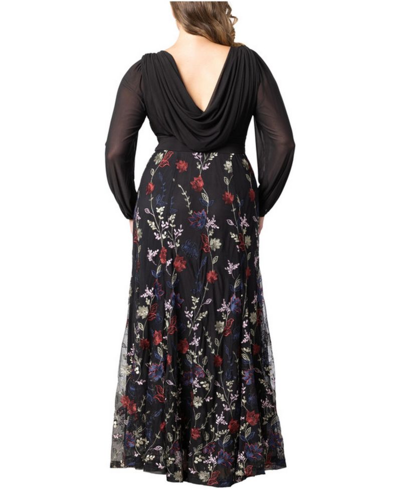 Plus Size Isabella Embroidered Mesh Formal Gown