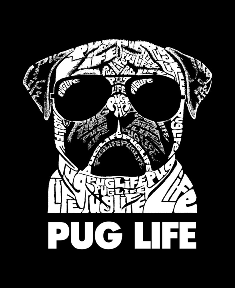 Men's Cotton/Poly Blend Word Art Pug Life T-shirt