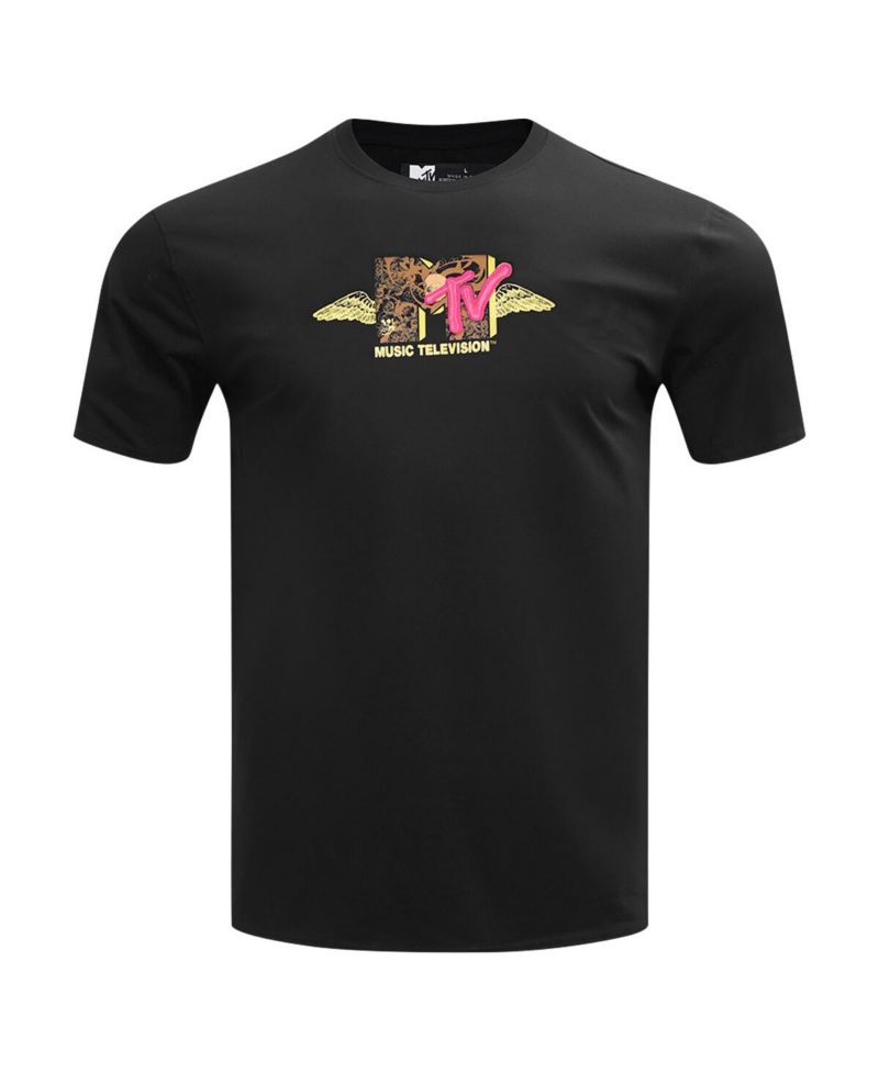 Men's Black MTV Angel Wings Regular Fit T-Shirt