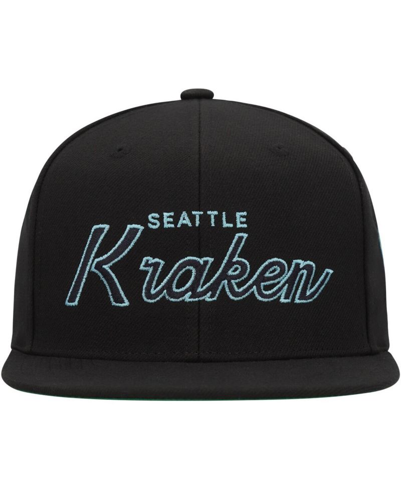 Men's Black Seattle Kraken Core Team Script 2.0 Snapback Hat