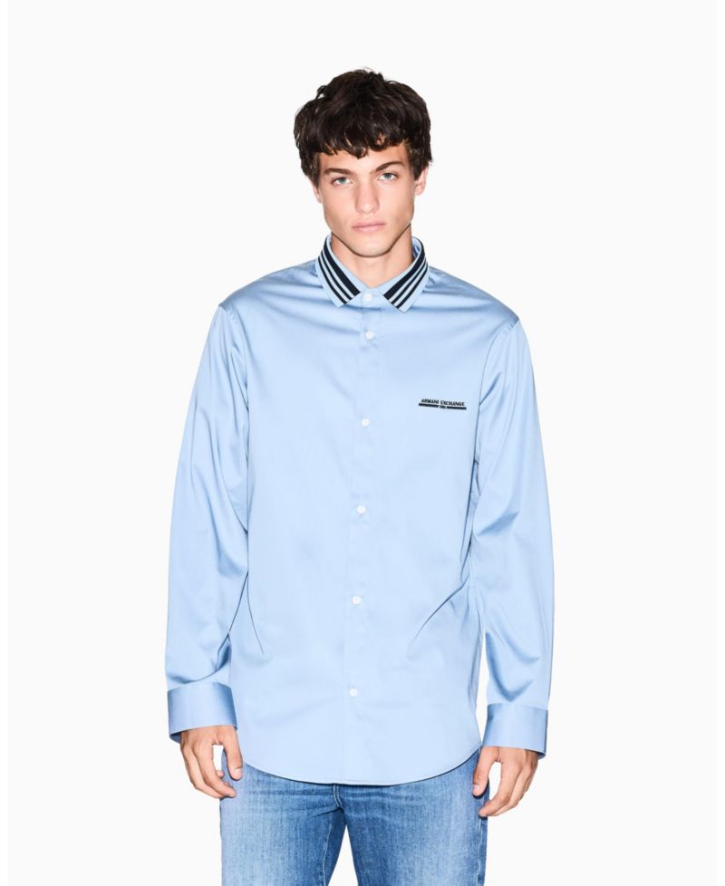 Men's Collar Tipping Woven Dress Shirt