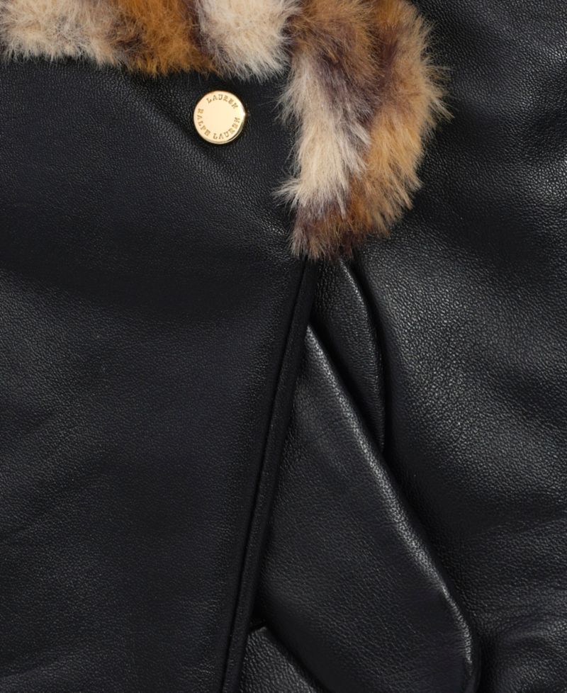 Faux Fur Lined Leather Touch Glove
