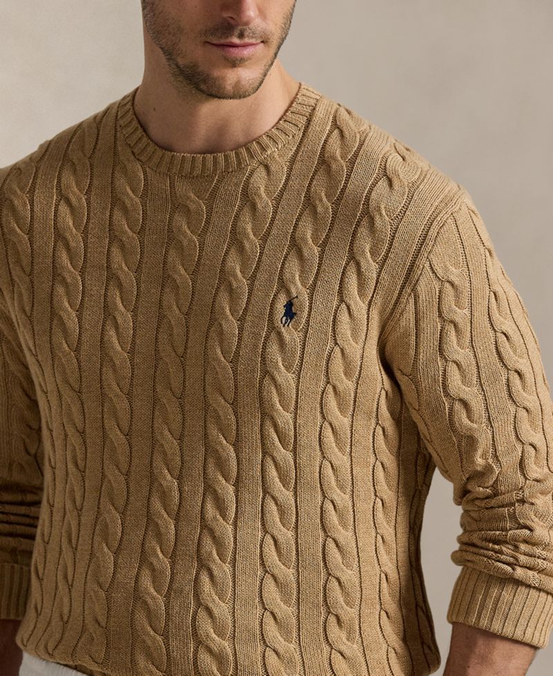 Men's Big & Tall Cable-Knit Cotton Sweater