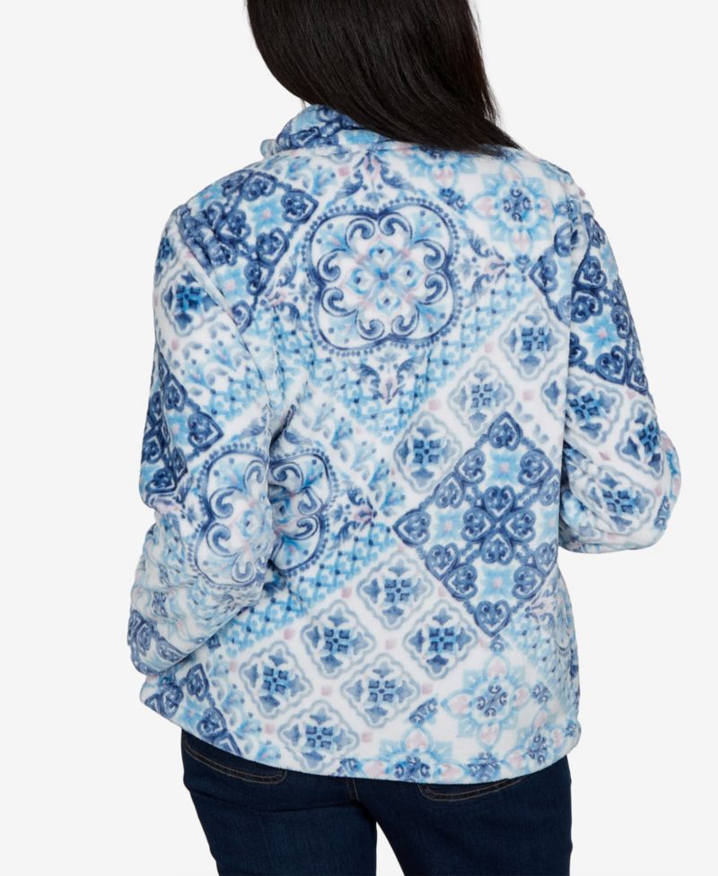 Petite Medallion Fleece Zip-Front Jacket