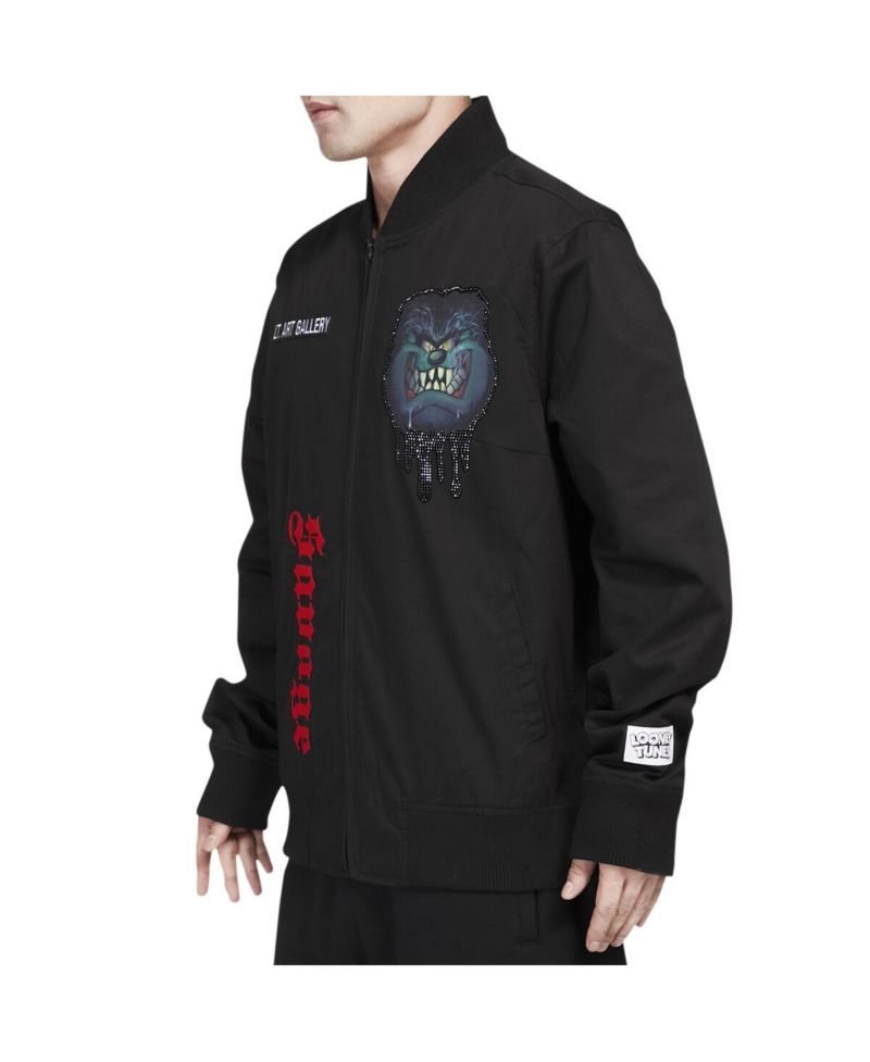 Men's Black Looney Tunes Taz Savage Varsity Full-Zip Jacket