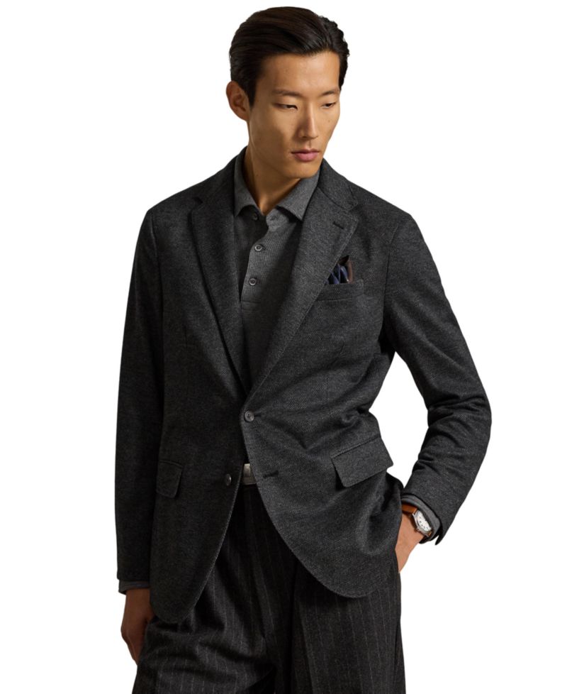 Men's Polo Soft Modern-Fit Knit Broken-Twill Suit Jacket
