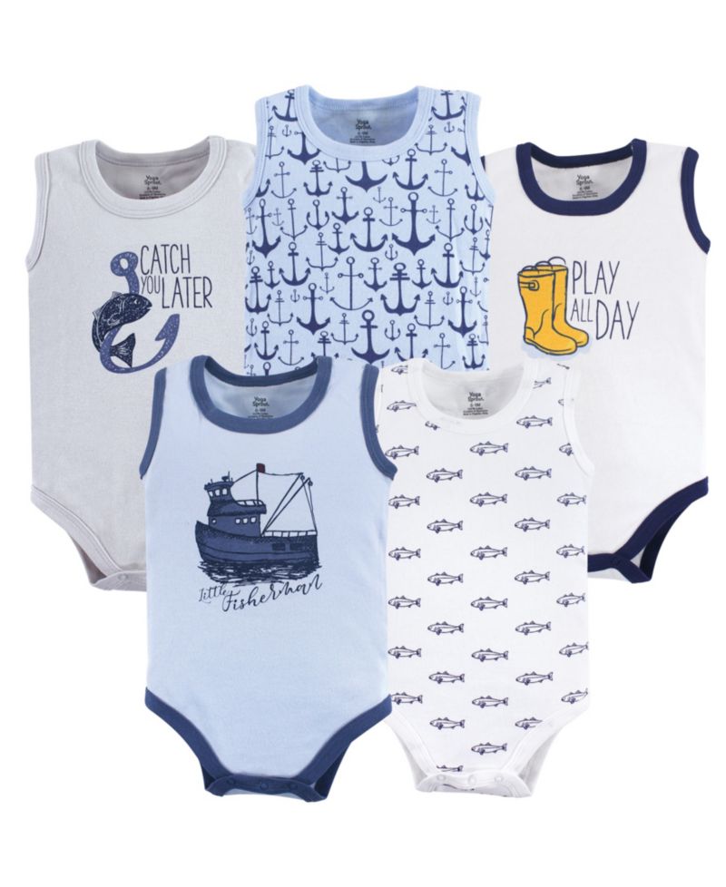 Five-Pack of Sleeveless All-in-One Bodysuits