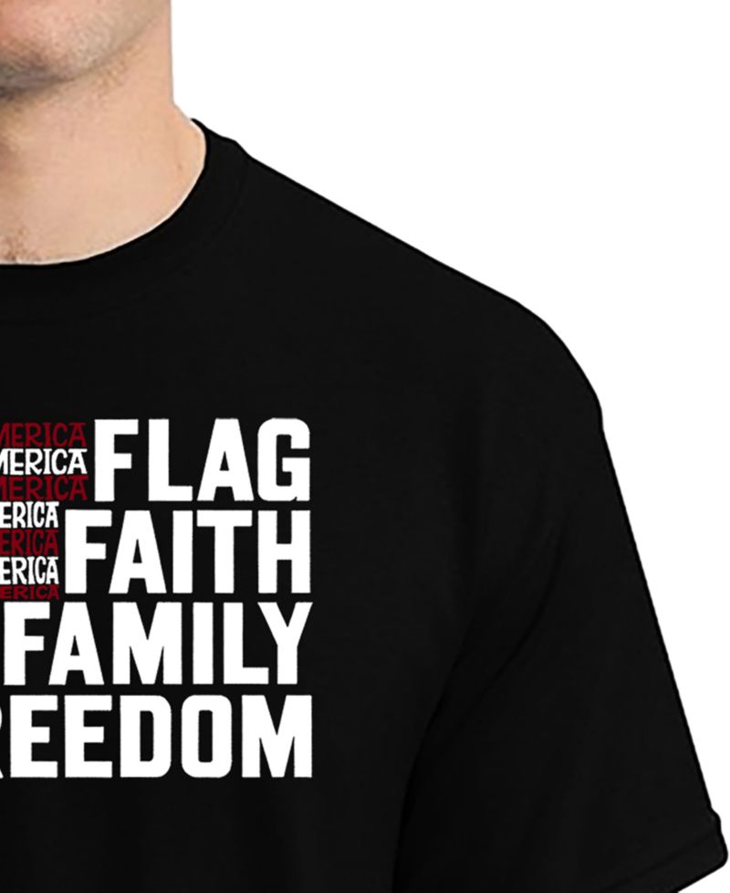 Men's Flag Faith Family Freedom American Flag Word Art T-Shirt