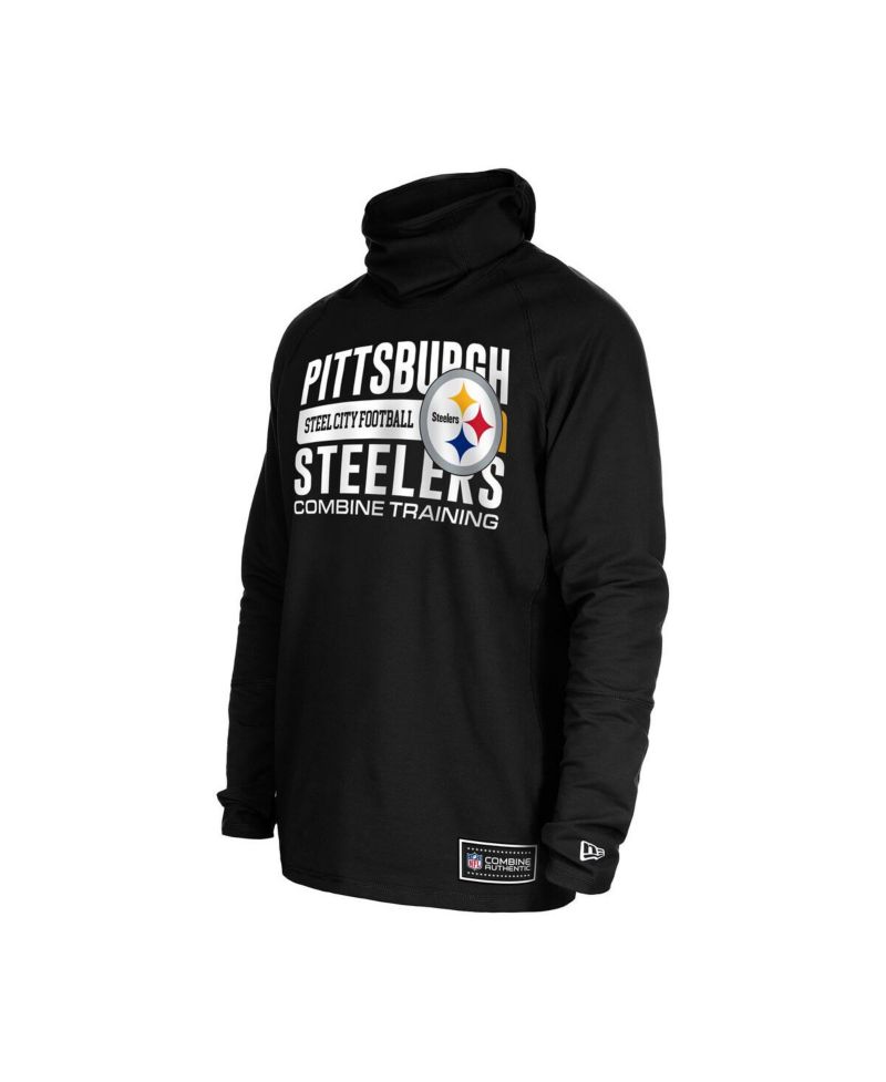 Men's Black Pittsburgh Steelers Functional Fandom Balaclava Helmet Stripe Tri-Blend Hoodie